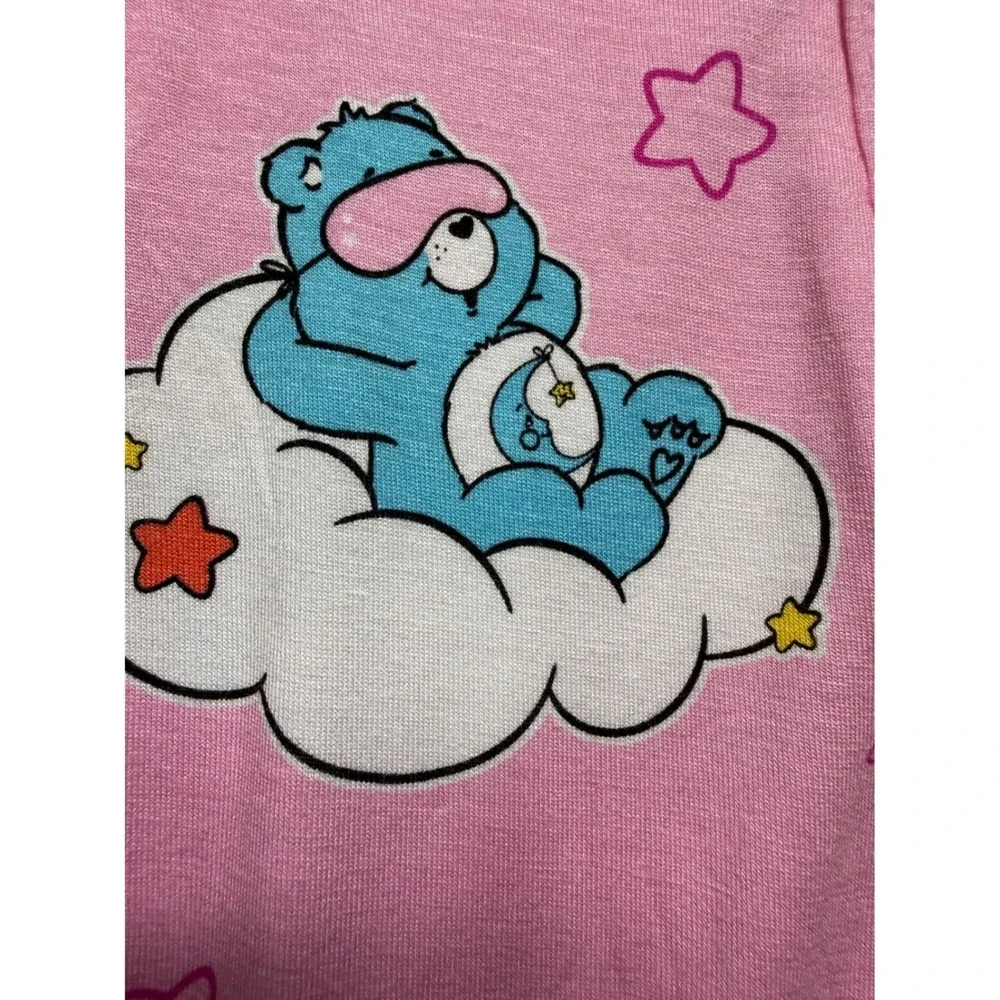 Care Bears Toddler Girls 3t Pink Viscose One Piece Pajamas Zip Front Sleeper NWT